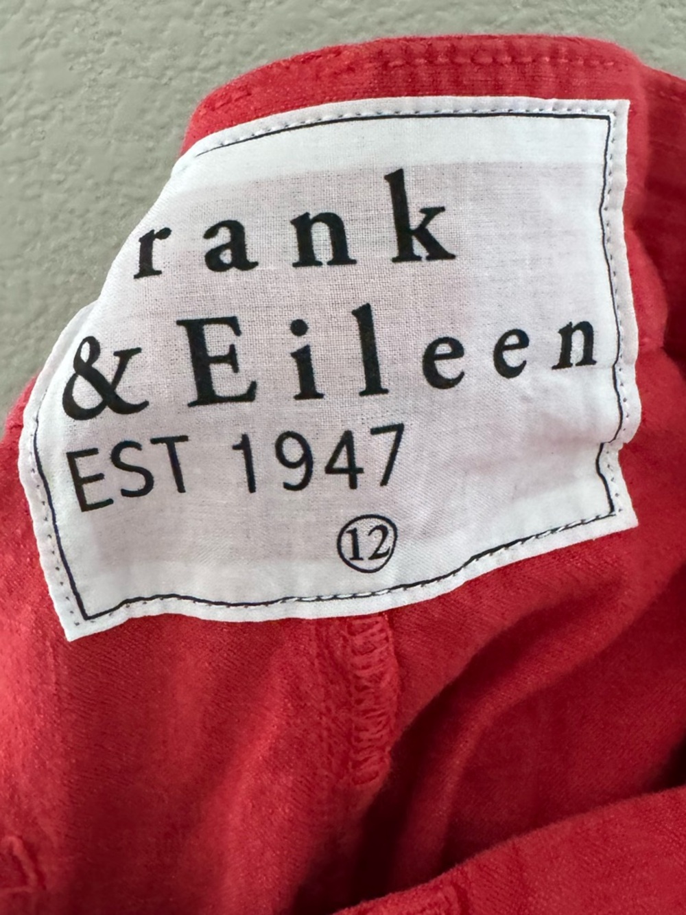 Frank & Eileen Wexford Wide Leg Linen Pant 12 Red Cotton Resort Coastal Chic - Picture 13 of 13